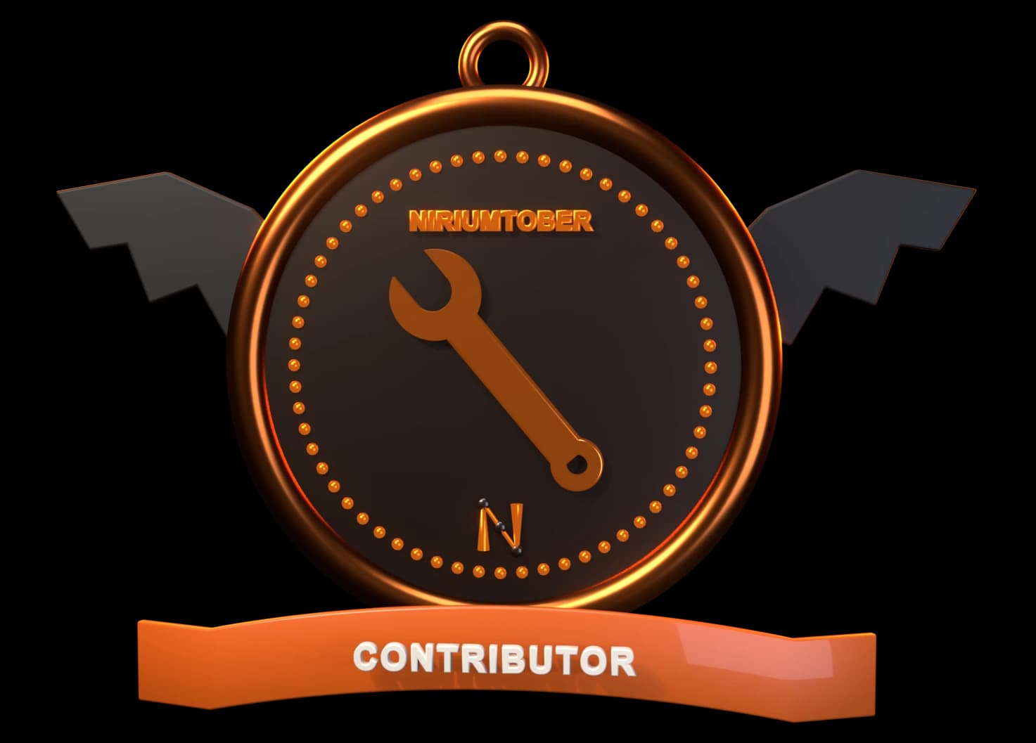 Contributor badge, copper medal with a wrench